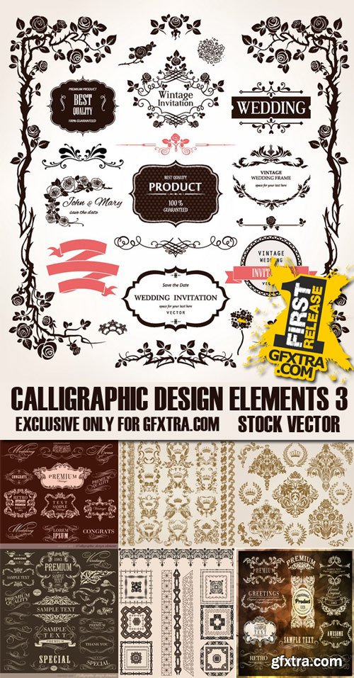 Stock Vectors - Calligraphic Design Elements 3, 25xEps