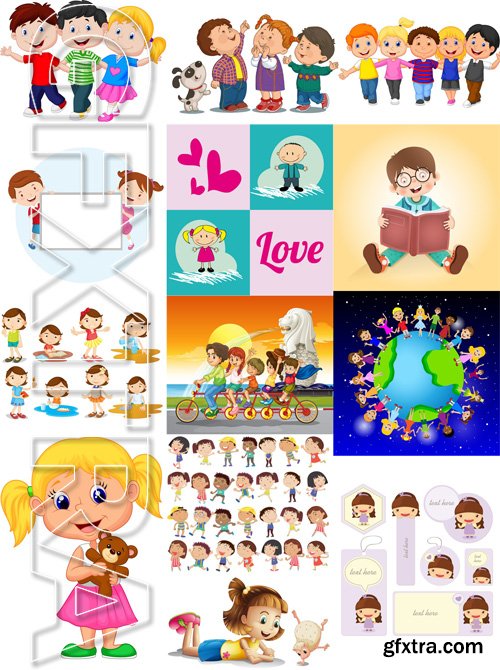 Stock Vectors - Happy Kids, children, 25xEps