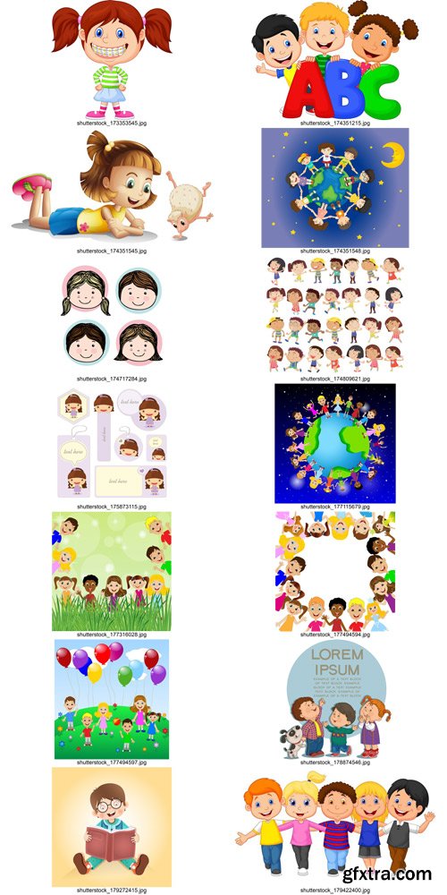 Stock Vectors - Happy Kids, children, 25xEps