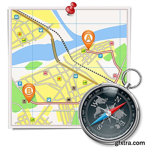 Compass, orientation map - VectorStock