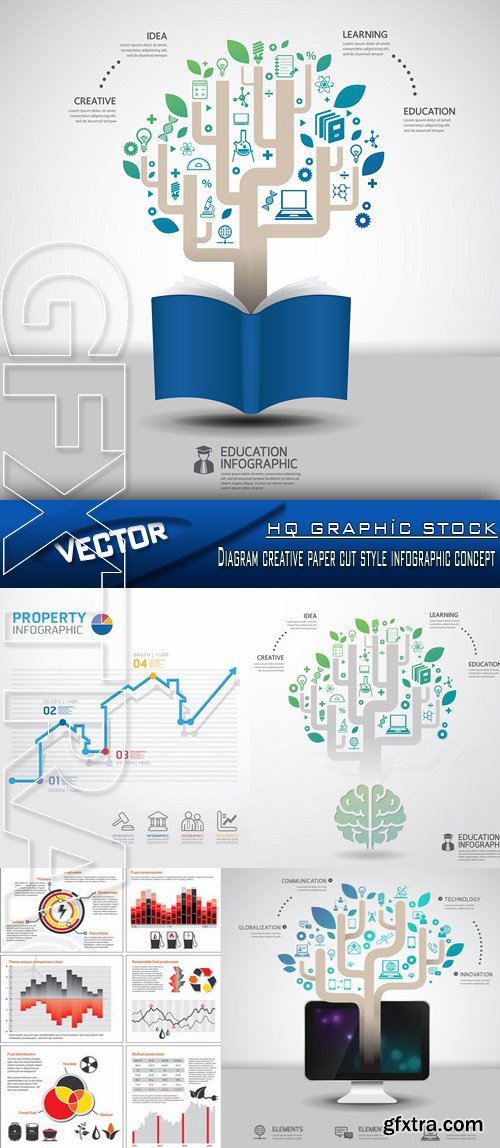 Stock Vector - Diagram creative paper cut style infographic concept