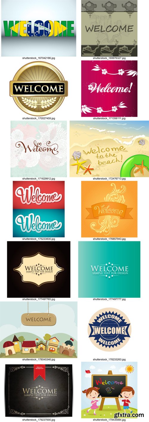 Stock Vectors - Welcome Lettering Design, 25xEps