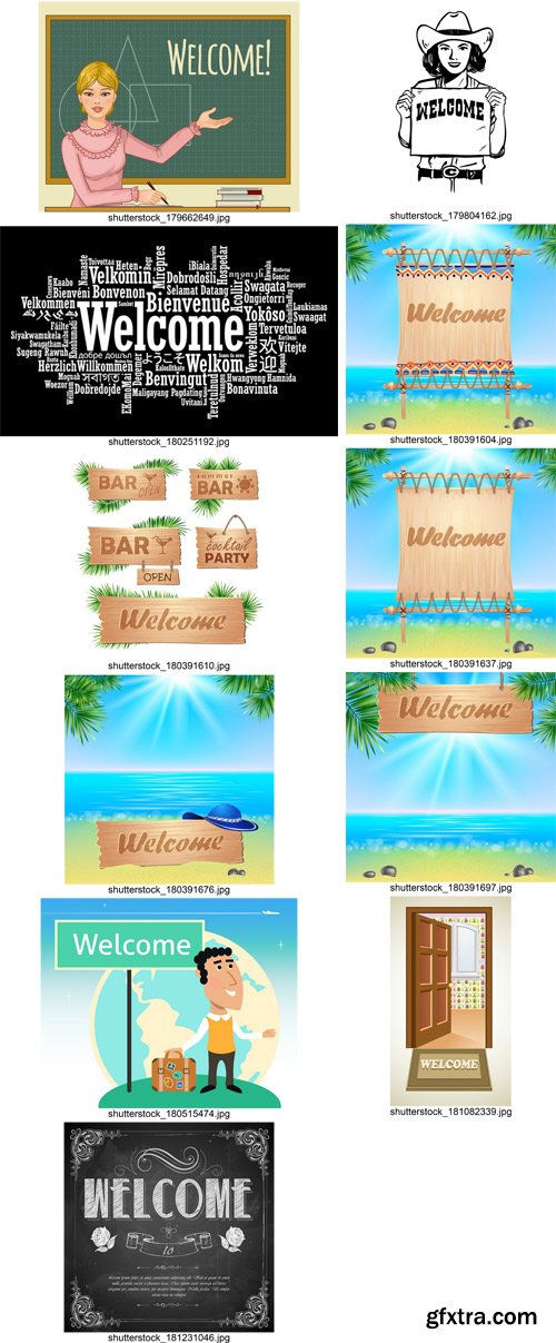 Stock Vectors - Welcome Lettering Design, 25xEps