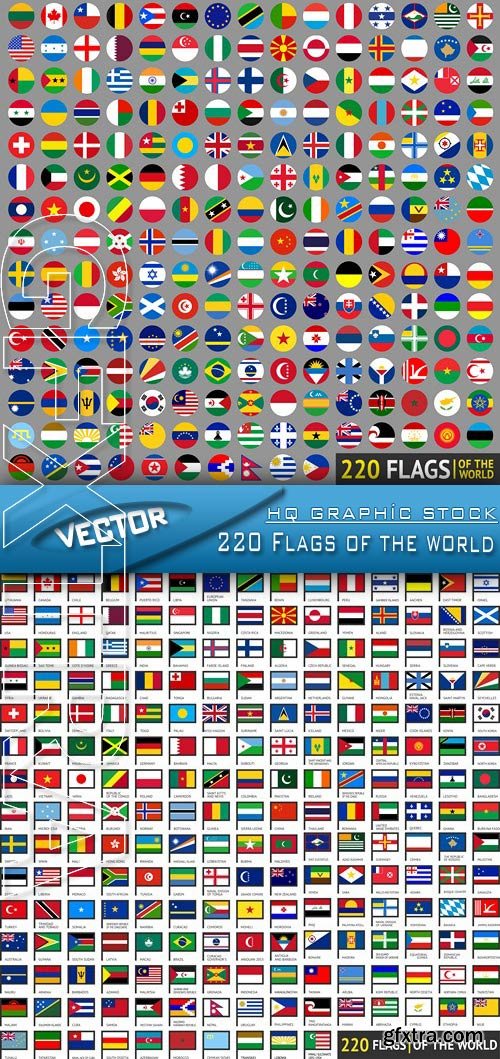 Stock Vector - 220 Flags of the world