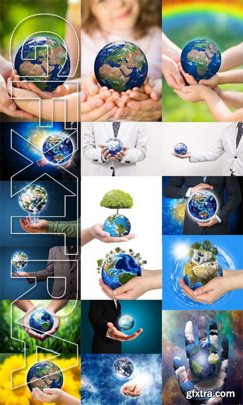 Stock Photos - Earth in hands, 25xJpg