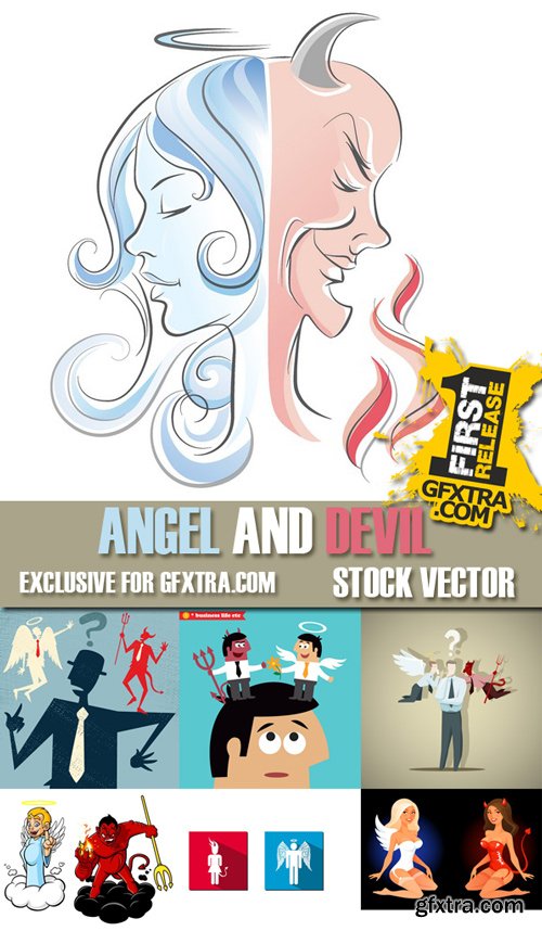 Stock Vectors - Angel and devil, 25xEps