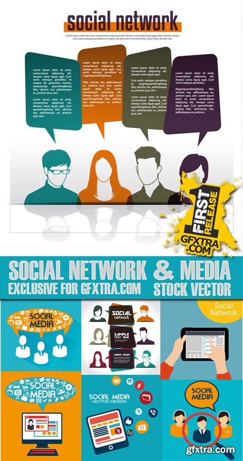 Stock Vectors - Social Network and Media, 25xEps