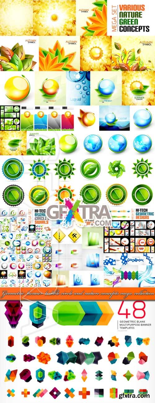 Geometric banner bubble circle and nature concepts mega collection vector