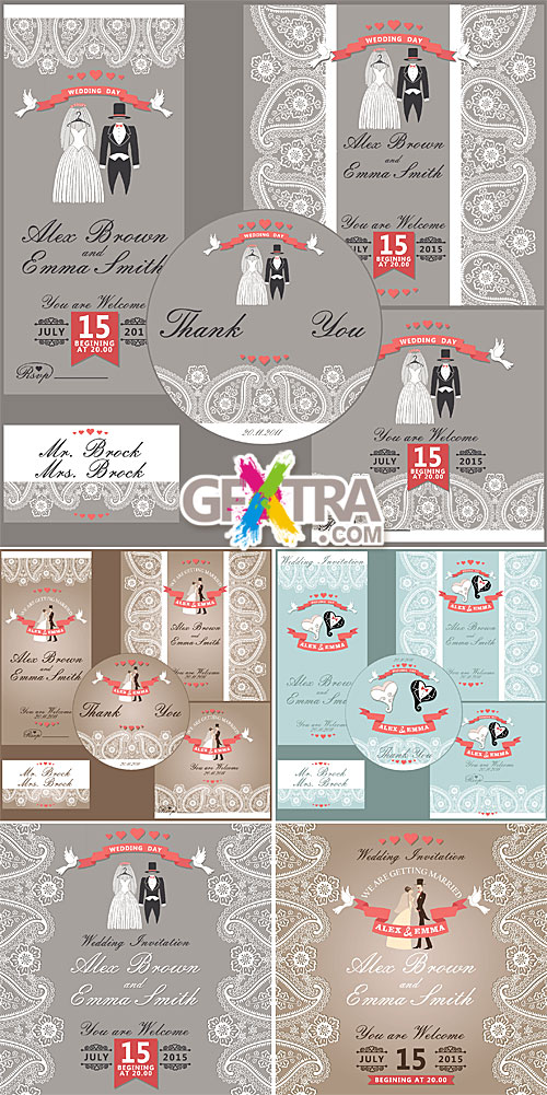 Wedding design templates with paisley borders