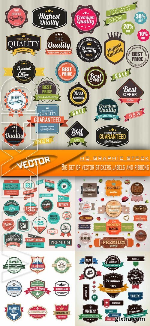 Stock Vector - Big set of vector stickers,labels and ribbons