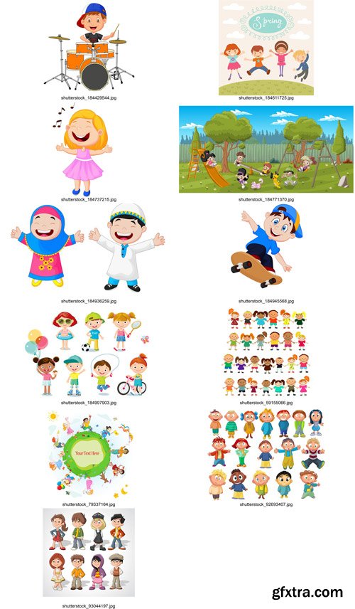 Stock Vectors - Happy Kids, Сhildren 4, 25xEPS