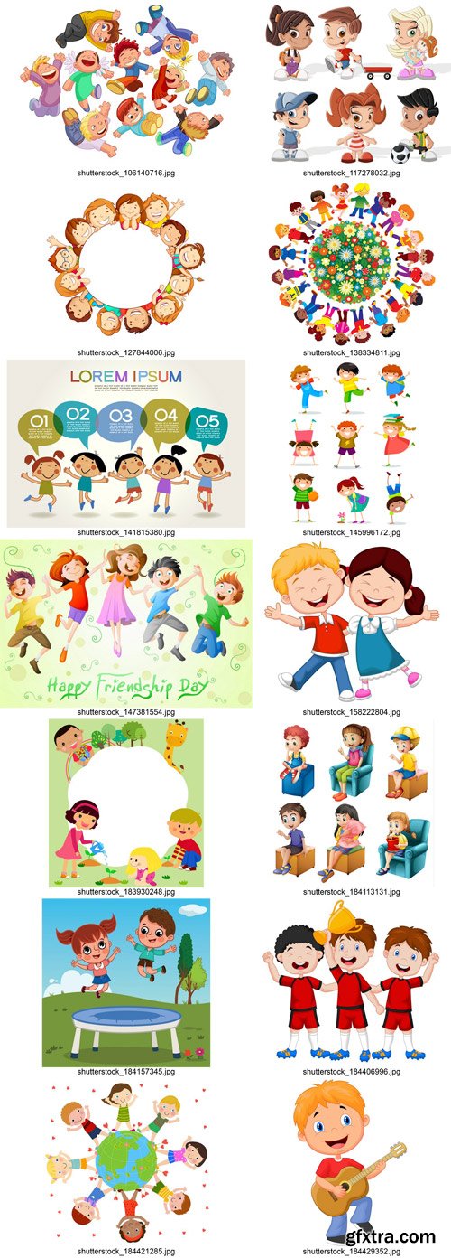 Stock Vectors - Happy Kids, Сhildren 4, 25xEPS