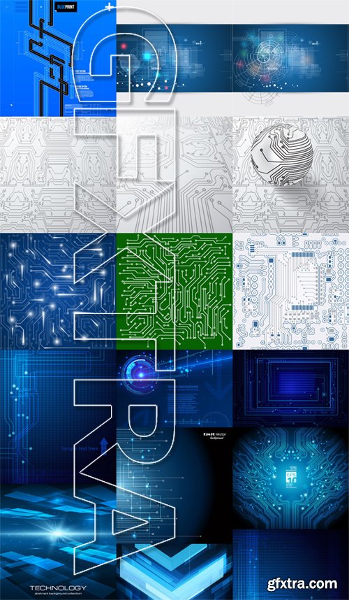 Stock Vectors - Abstract Technology Background 2, 25xEPS