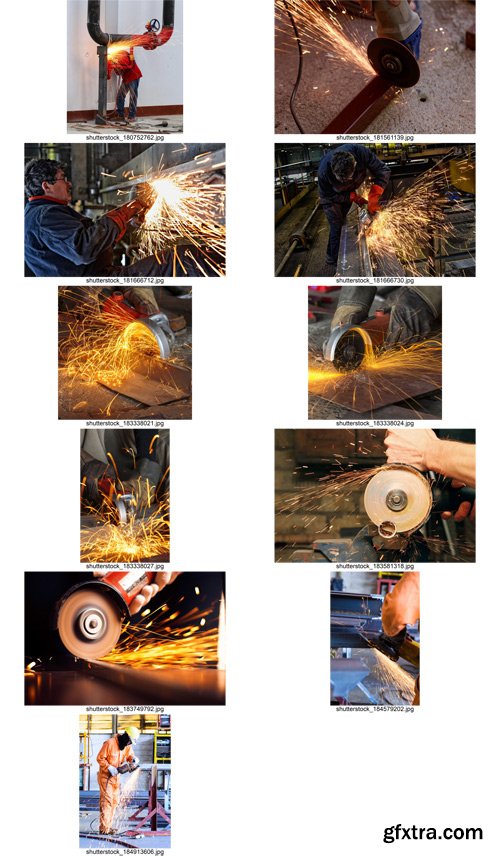 Stock Photos - Sparks While Cutting Steel, 25xJPG