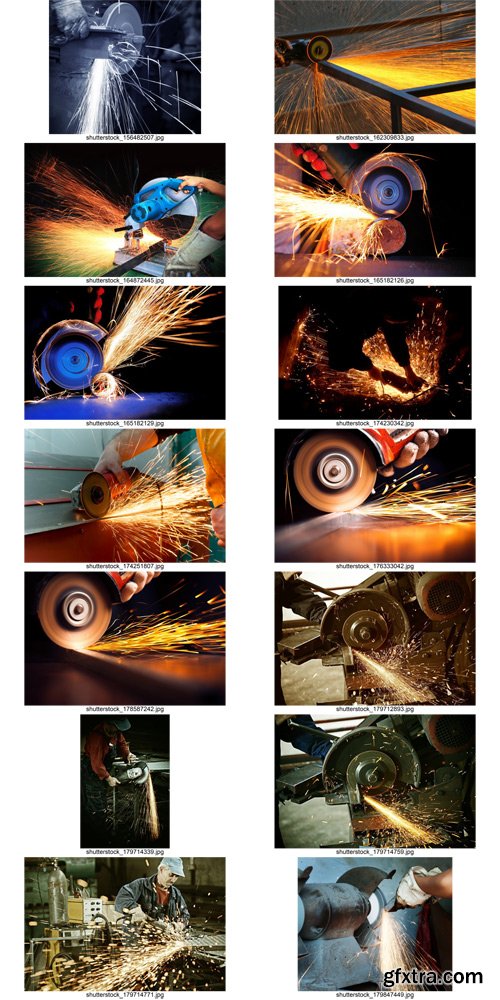 Stock Photos - Sparks While Cutting Steel, 25xJPG