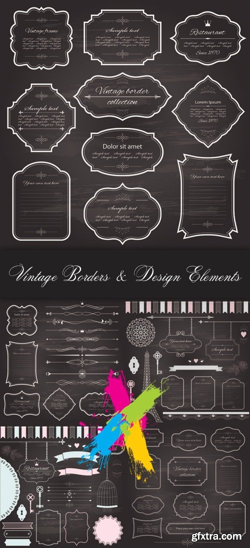 Vintage Borders, Frames & Design Elements Vector