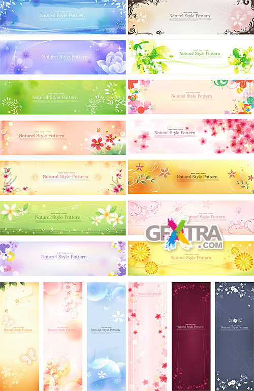 Set of flower banners