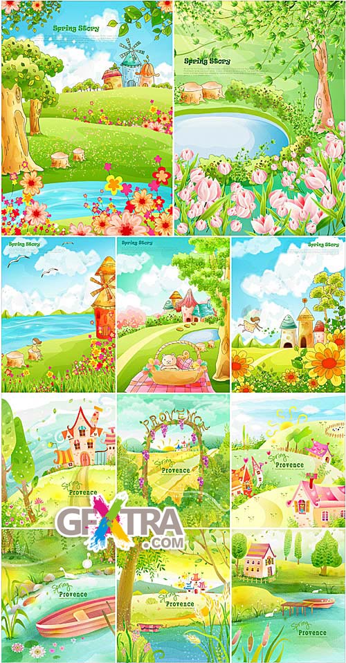 Cartoon spring illustrations 2