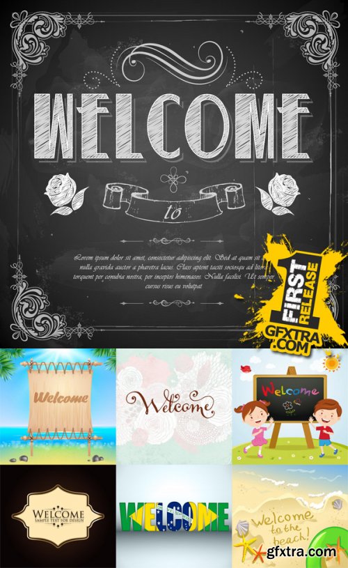 Stock Vectors - Welcome Lettering Design, 25xEps