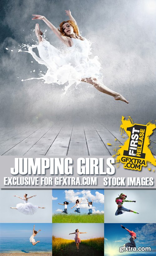 Stock Photos - Jumping girls, 25xJpg