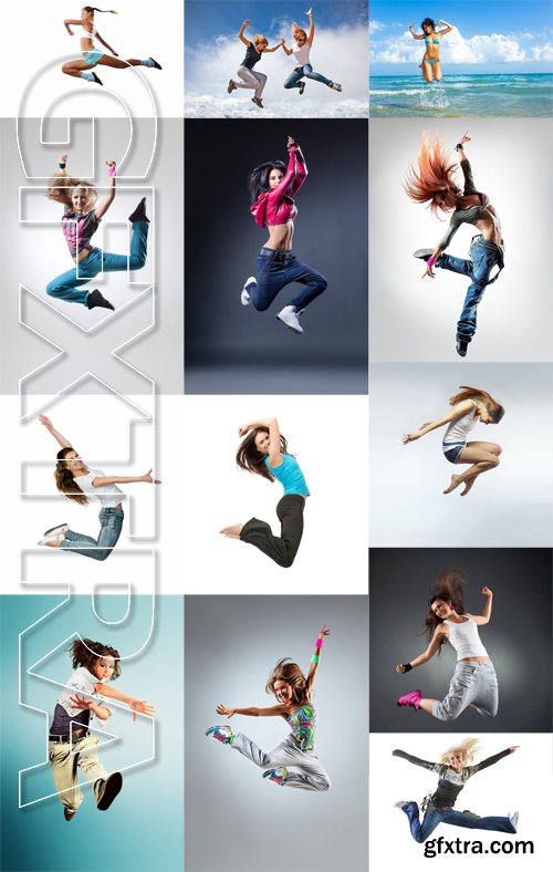 Stock Photos - Jumping girls, 25xJpg