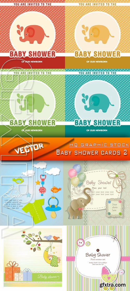 Stock Vector - Baby shower cards 2