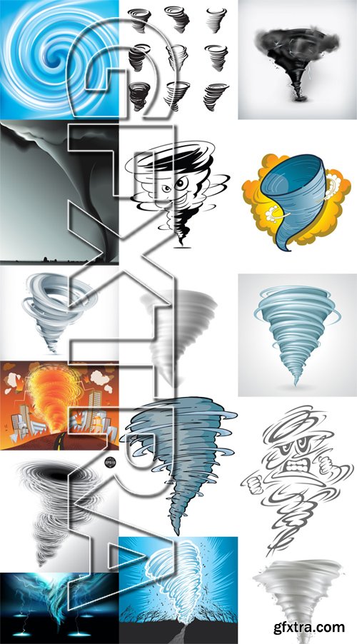 Stock Vectors - Tornado, wind, whirlwind, 25xEPS