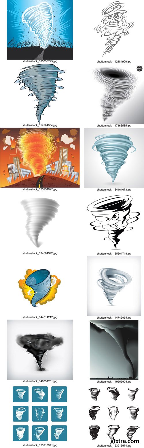 Stock Vectors - Tornado, wind, whirlwind, 25xEPS