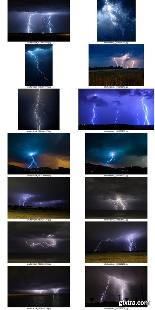 Stock Photos - Lightning Bolts, storm, gale, 25xJPG