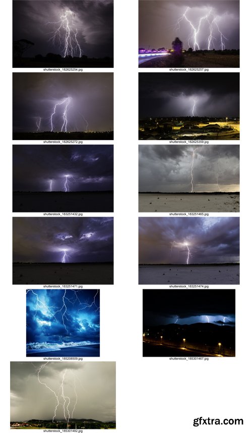 Stock Photos - Lightning Bolts, storm, gale, 25xJPG