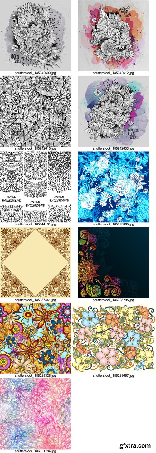 Stock Vectors - Flower, Floral Background 3, 25xEPS