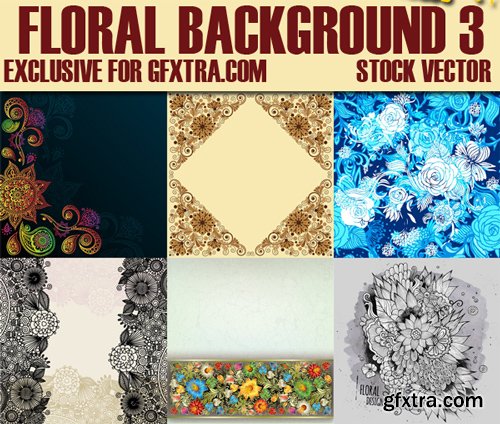 Stock Vectors - Flower, Floral Background 3, 25xEPS