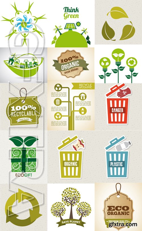 Stock Vectors - Recycle ecology design, 25xEps