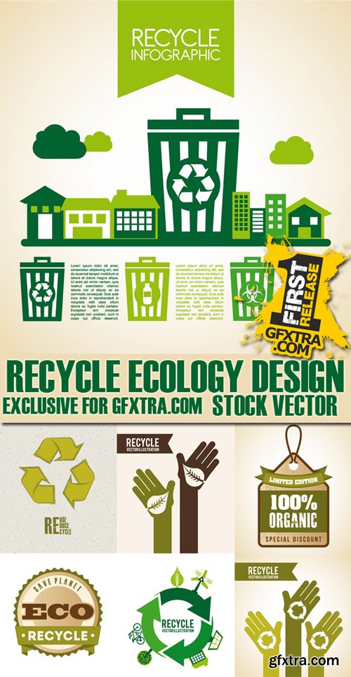 Stock Vectors - Recycle ecology design, 25xEps