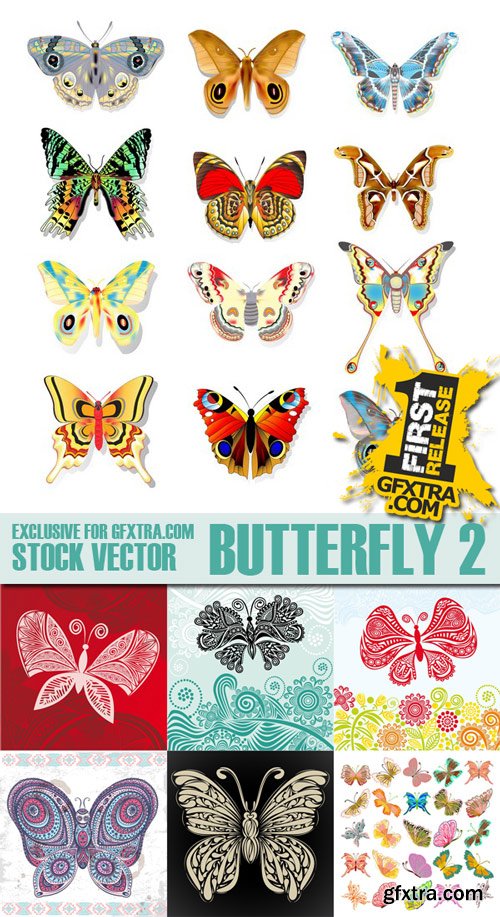 Stock Vectors - Butterfly 2, 25xEps