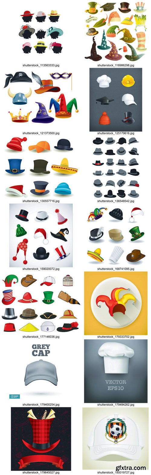 Stock Vectors - Hats, cap, headdress, 25xEps