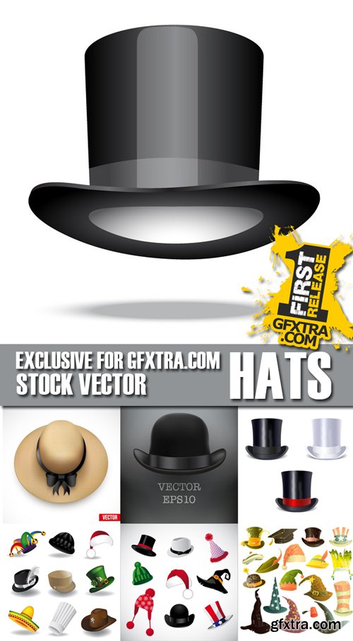 Stock Vectors - Hats, cap, headdress, 25xEps