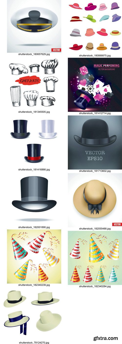 Stock Vectors - Hats, cap, headdress, 25xEps