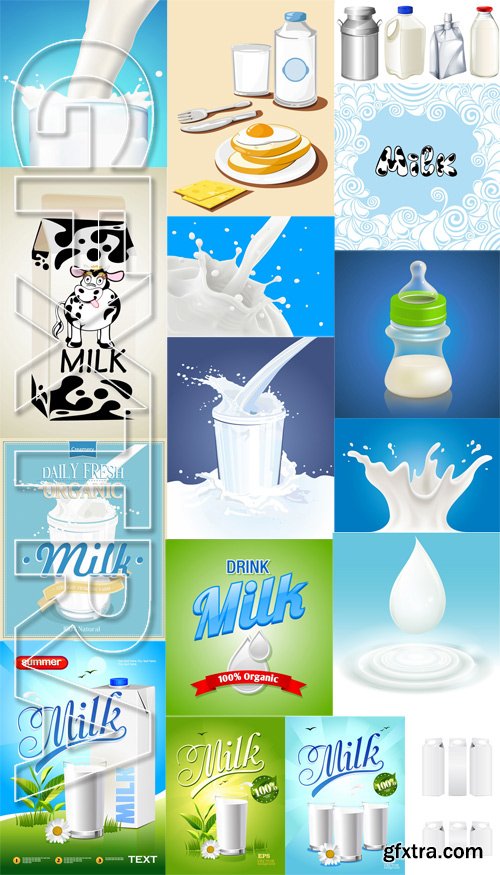 Stock Vectors - Milk, 25xEps