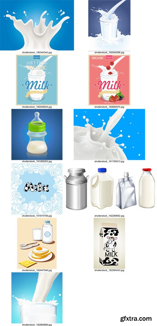 Stock Vectors - Milk, 25xEps