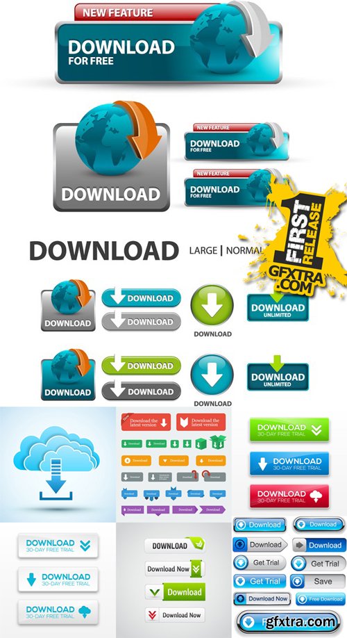 Stock Vectors - Download, Button, Banners, 25xEPS