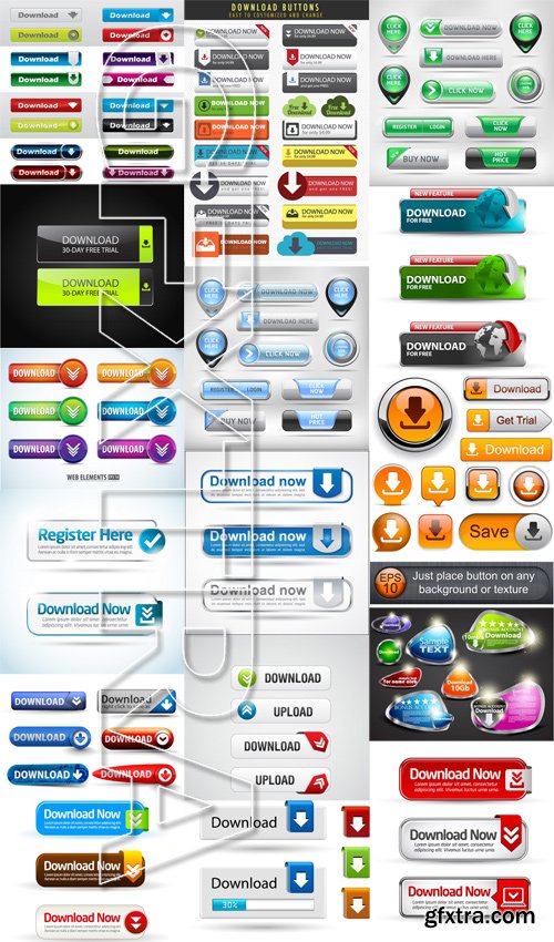 Stock Vectors - Download, Button, Banners, 25xEPS