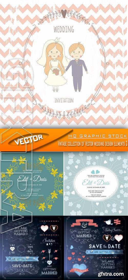 Stock Vector - Vintage collection of Vector wedding design elements 2