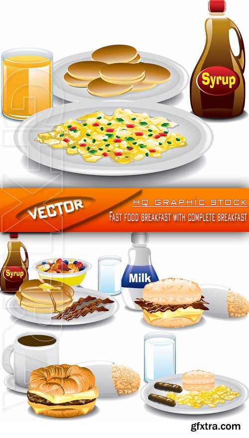 Stock Vector - Fast food breakfast with complete breakfast