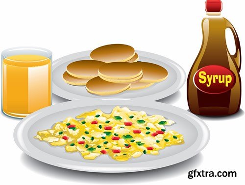 Stock Vector - Fast food breakfast with complete breakfast