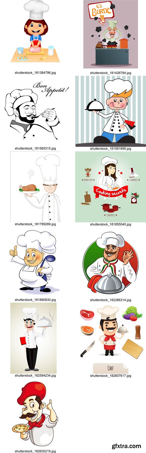 Stock Vectors - Cook and Chef, 25xEPS