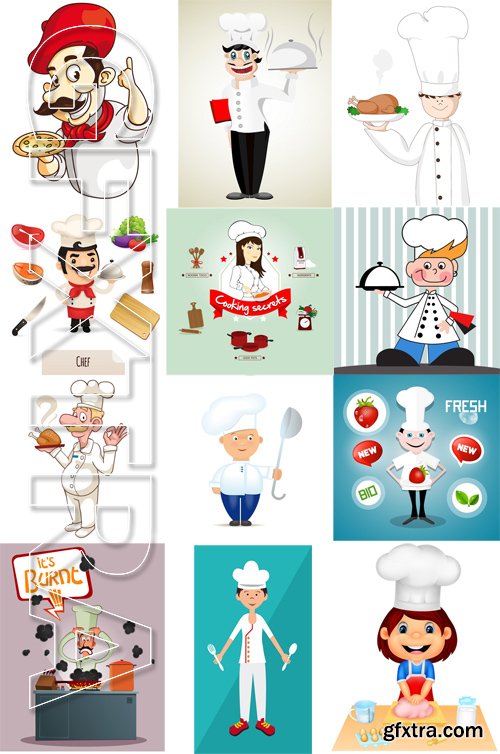 Stock Vectors - Cook and Chef, 25xEPS