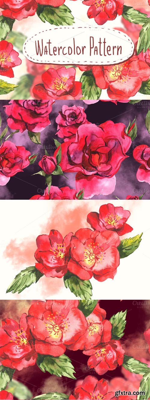 Watercolor Floral Seamless Patterns