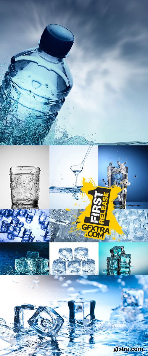 Stock Photo: Clean water and ice cubes