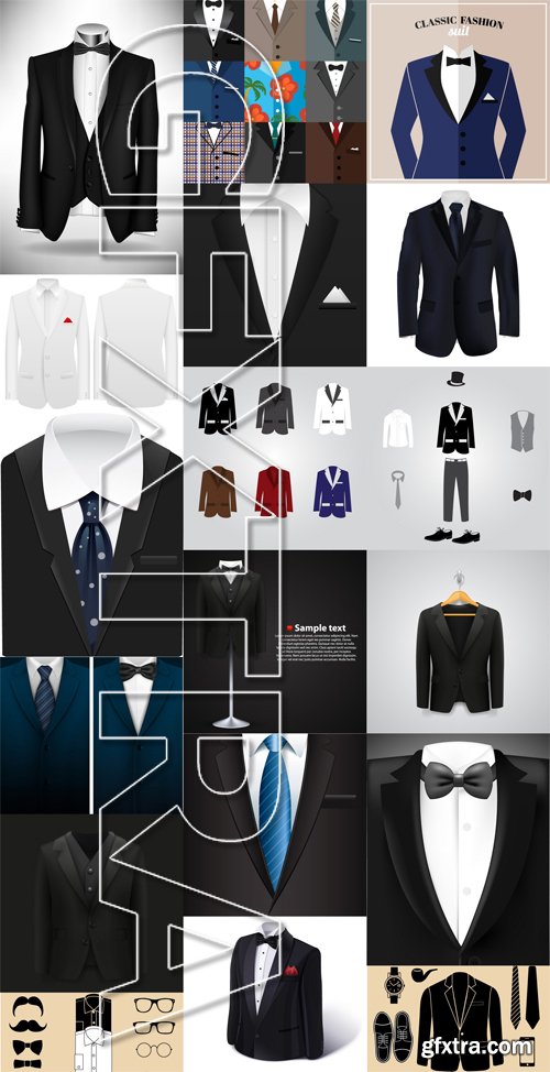 Stock Vectors - Men formal suit, 25xEps